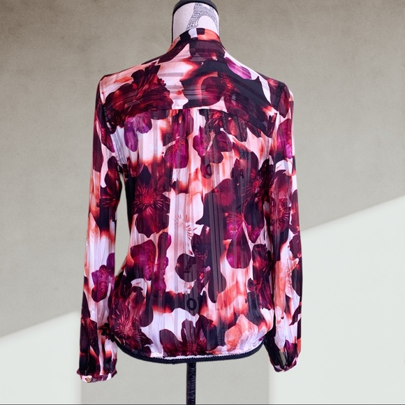 GUESS floral neck tie blouse S-M - Picture 6 of 9